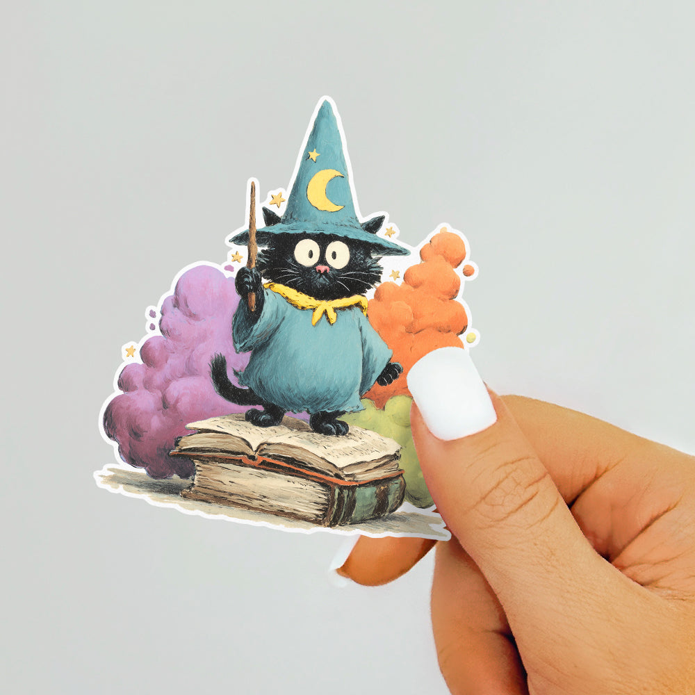 Bookish Wizard Cat Sticker