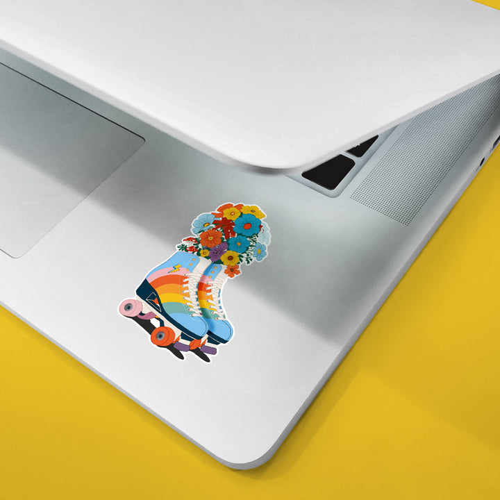Retro Floral Roller Skate Sticker