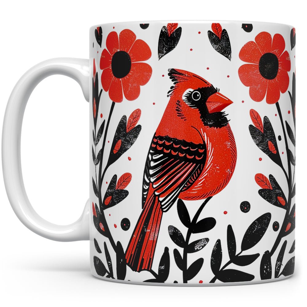 cardinal bird coffee cup Floral Cardinal Mug | Nature Bird Gifts