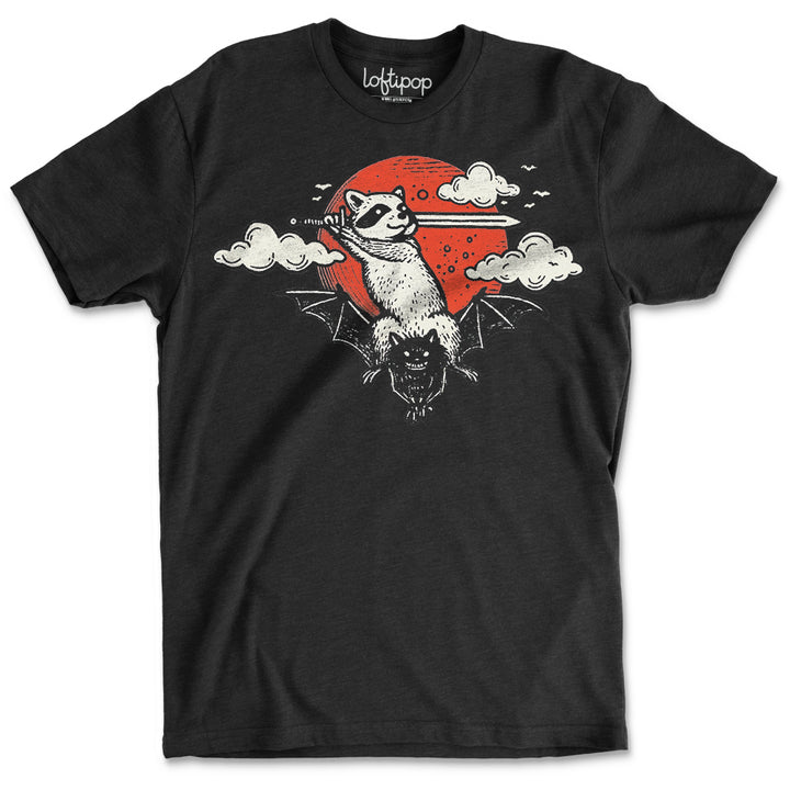 Adventure Raccoon Crewneck T-Shirt