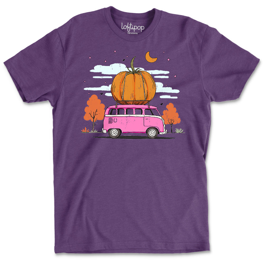 Fall Pumpkin Bus Crewneck T-Shirt