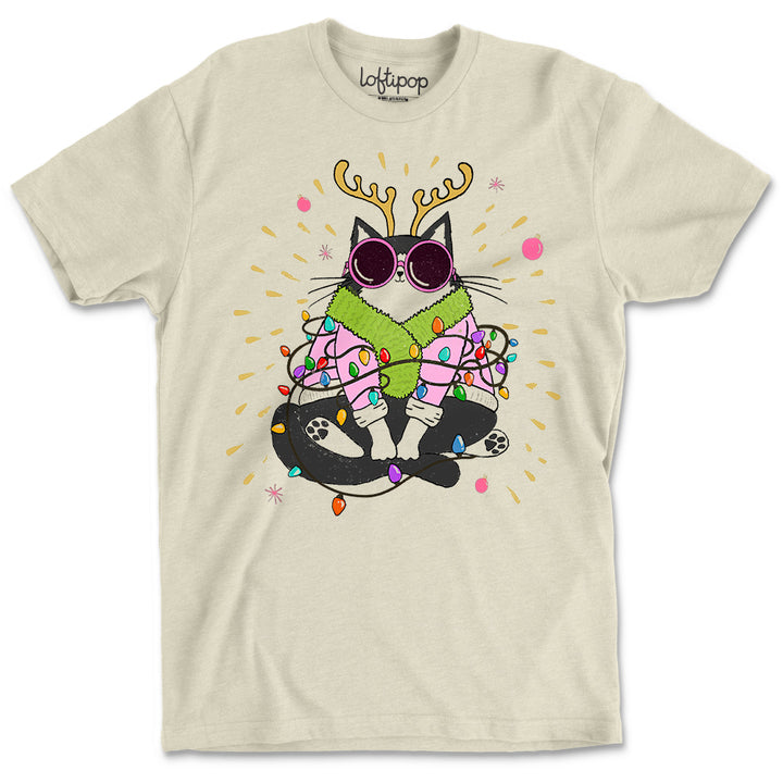 Groovy Holiday Cat Crewneck T-Shirt