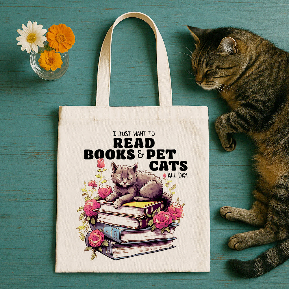 Read Books Pet Cats Tote Bag