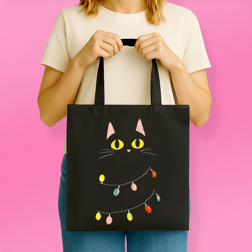 Festive Black Cat Tote Bag