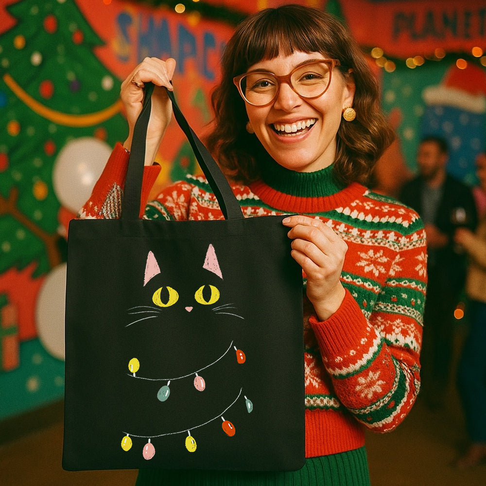 Festive Black Cat Tote Bag