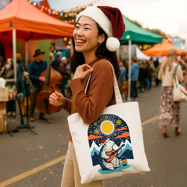 Retro Polar Bear Tote Bag