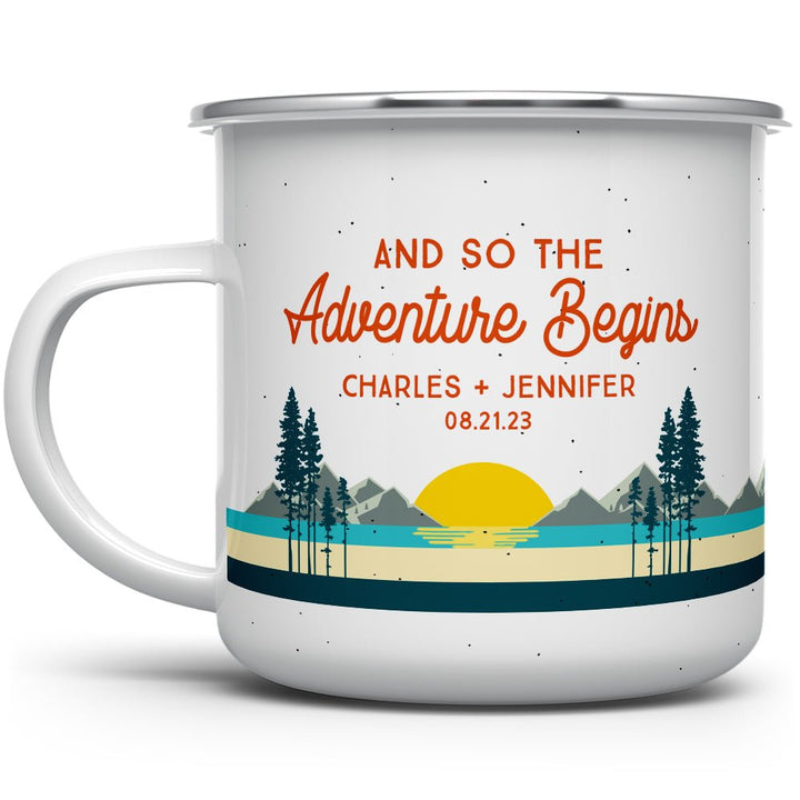 Personalized Couples Camp Mug - And So The Adventure Begins - Loftipop