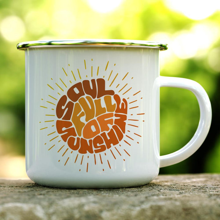 Soul Full of Sunshine Camp Mug on a log - Loftipop
