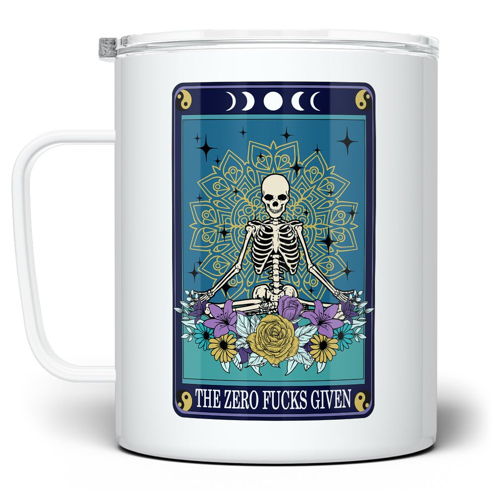 u_taro The Zero Fucks Given Tarot Card Insulated Travel Mug | Funny
