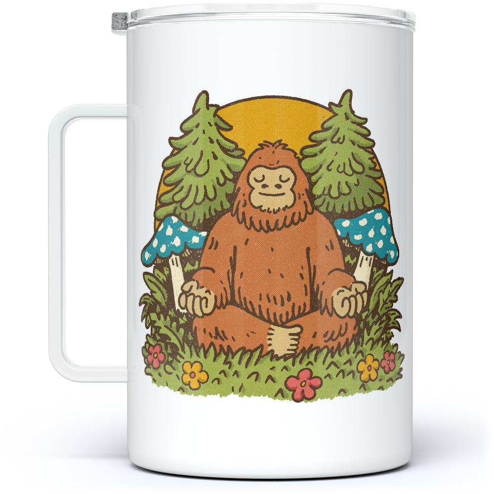 Meditating Bigfoot Insulated Travel Mug