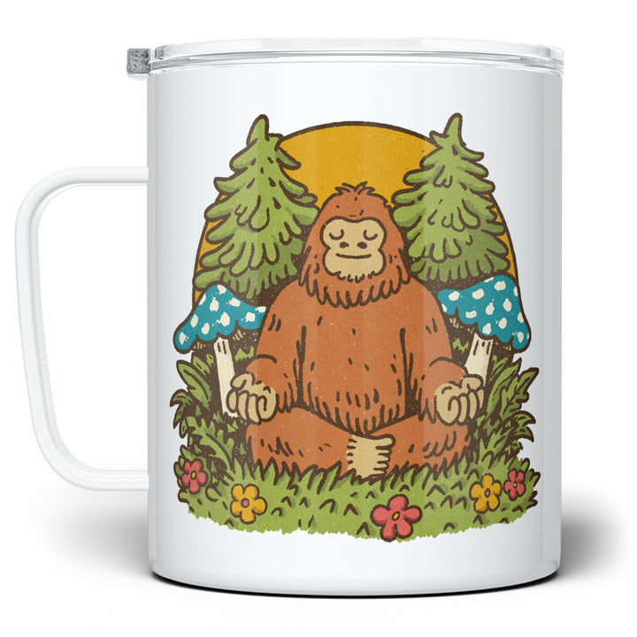 Meditating Bigfoot Insulated Travel Mug
