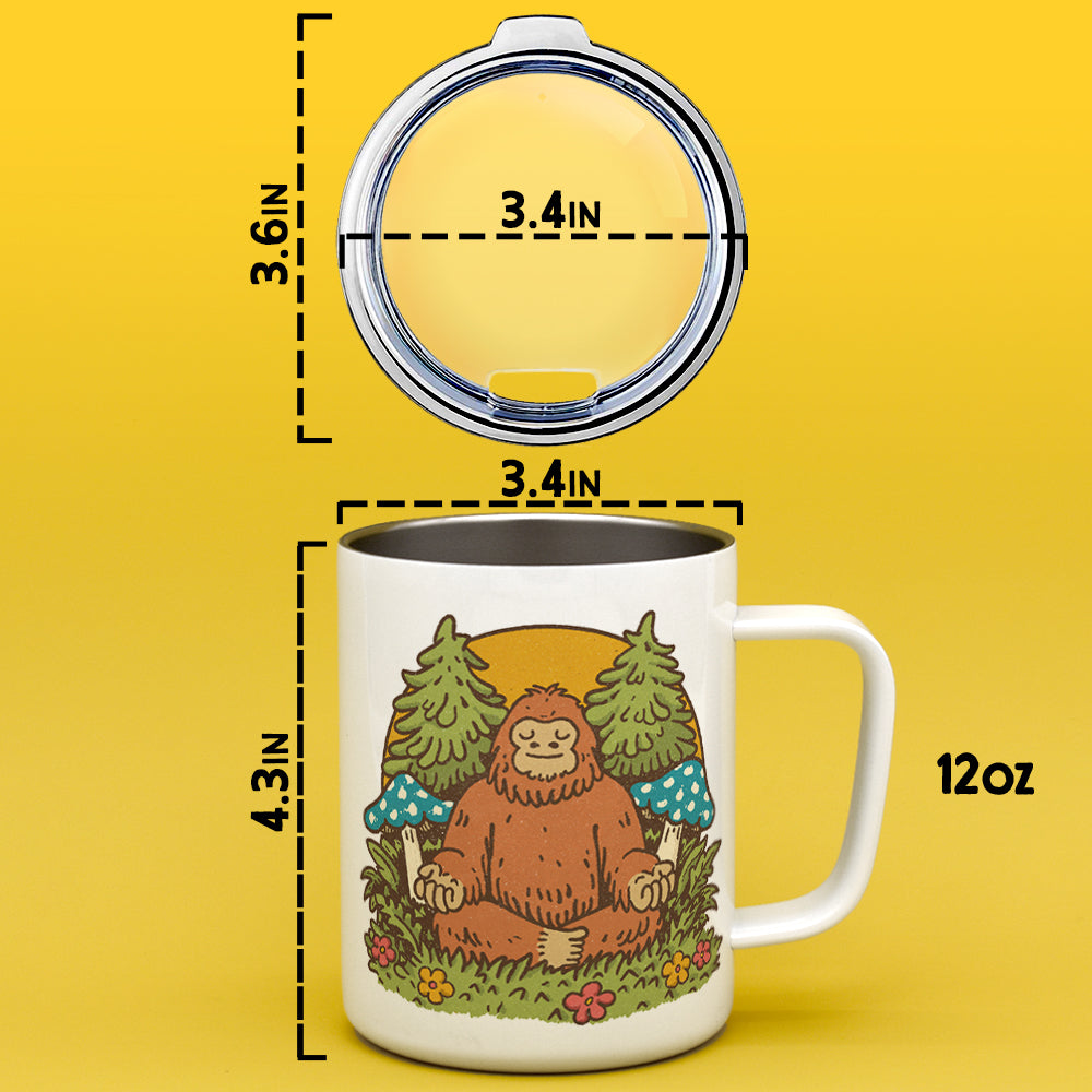 Meditating Bigfoot Insulated Travel Mug