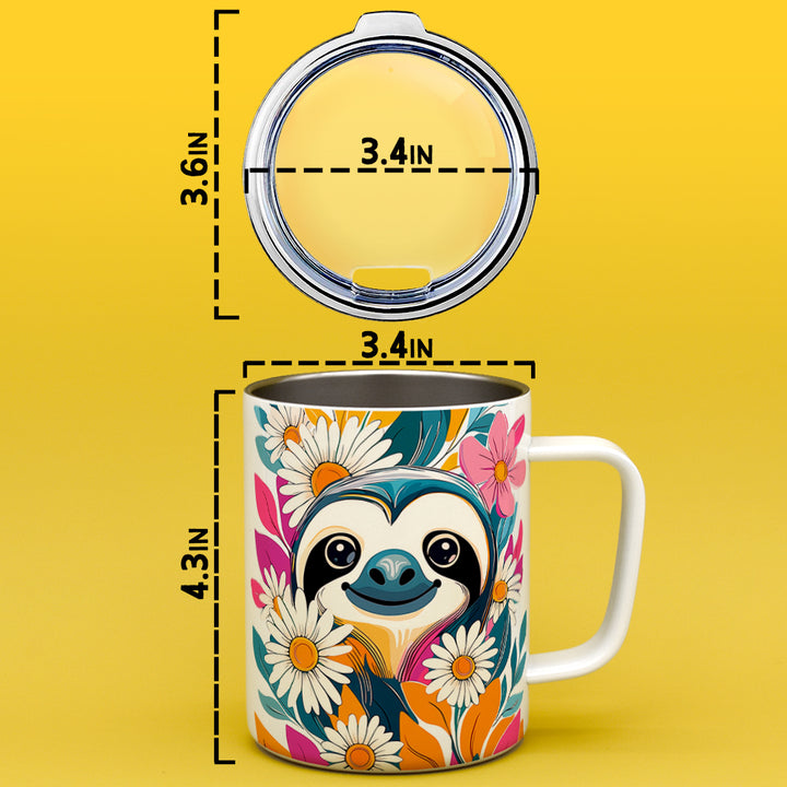 Floral Sloth Insulated Travel Mug