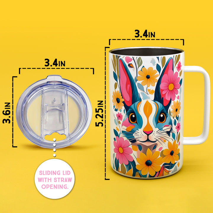 Floral Bunny Insulated Travel Mug