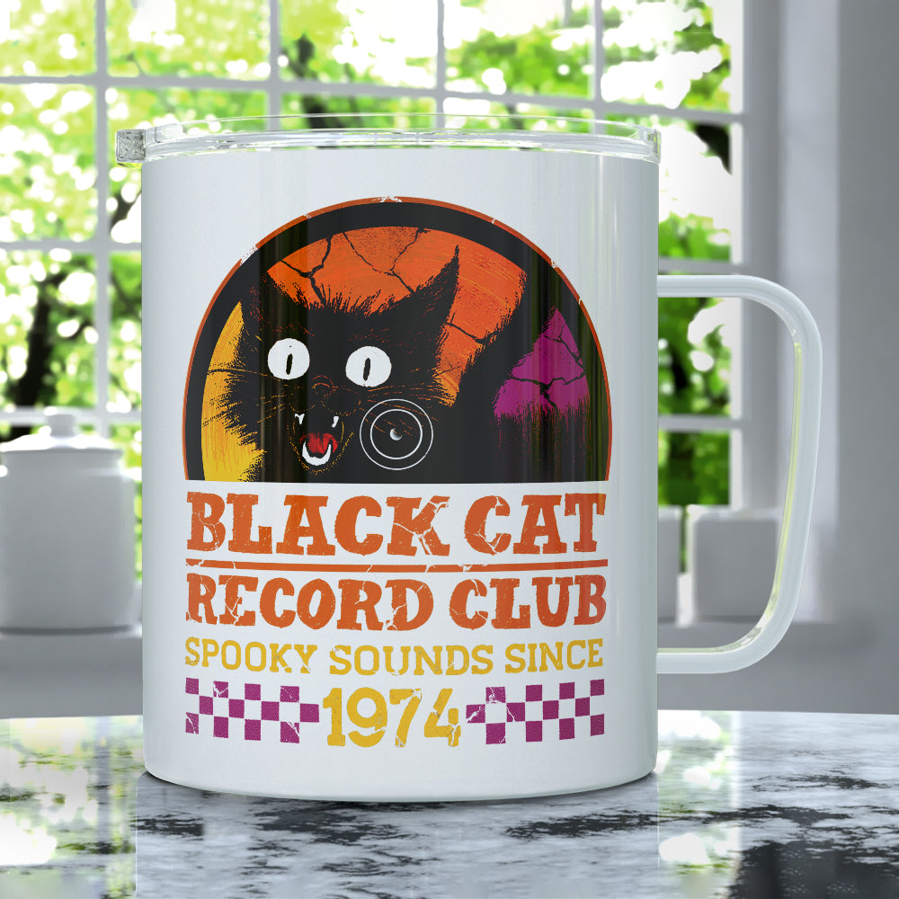 Black Cat Record Club Insulated Travel Mug