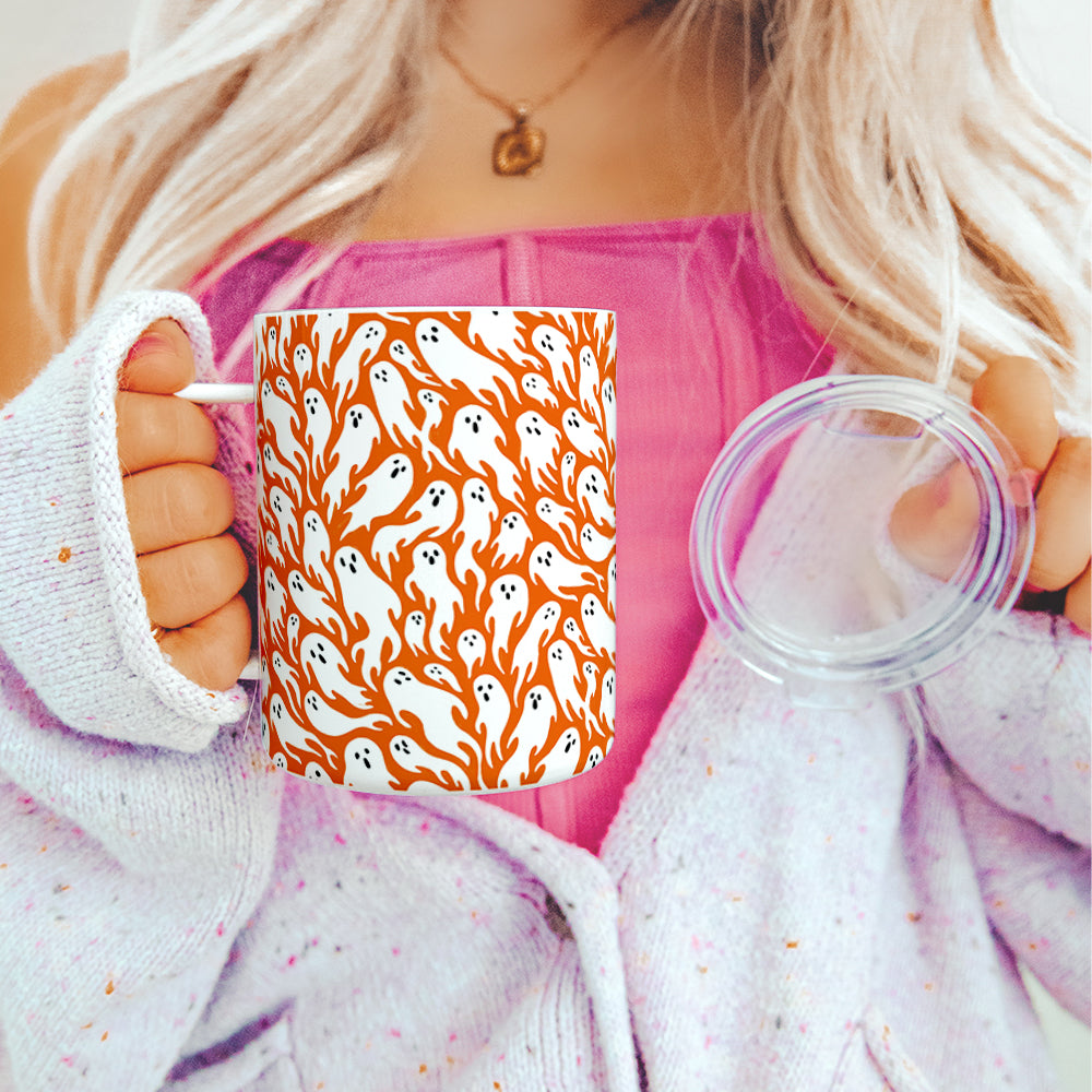 Ghost Pattern Insulated Travel Mug