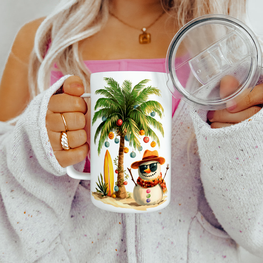 Beach Snowman Insulated Travel Mug