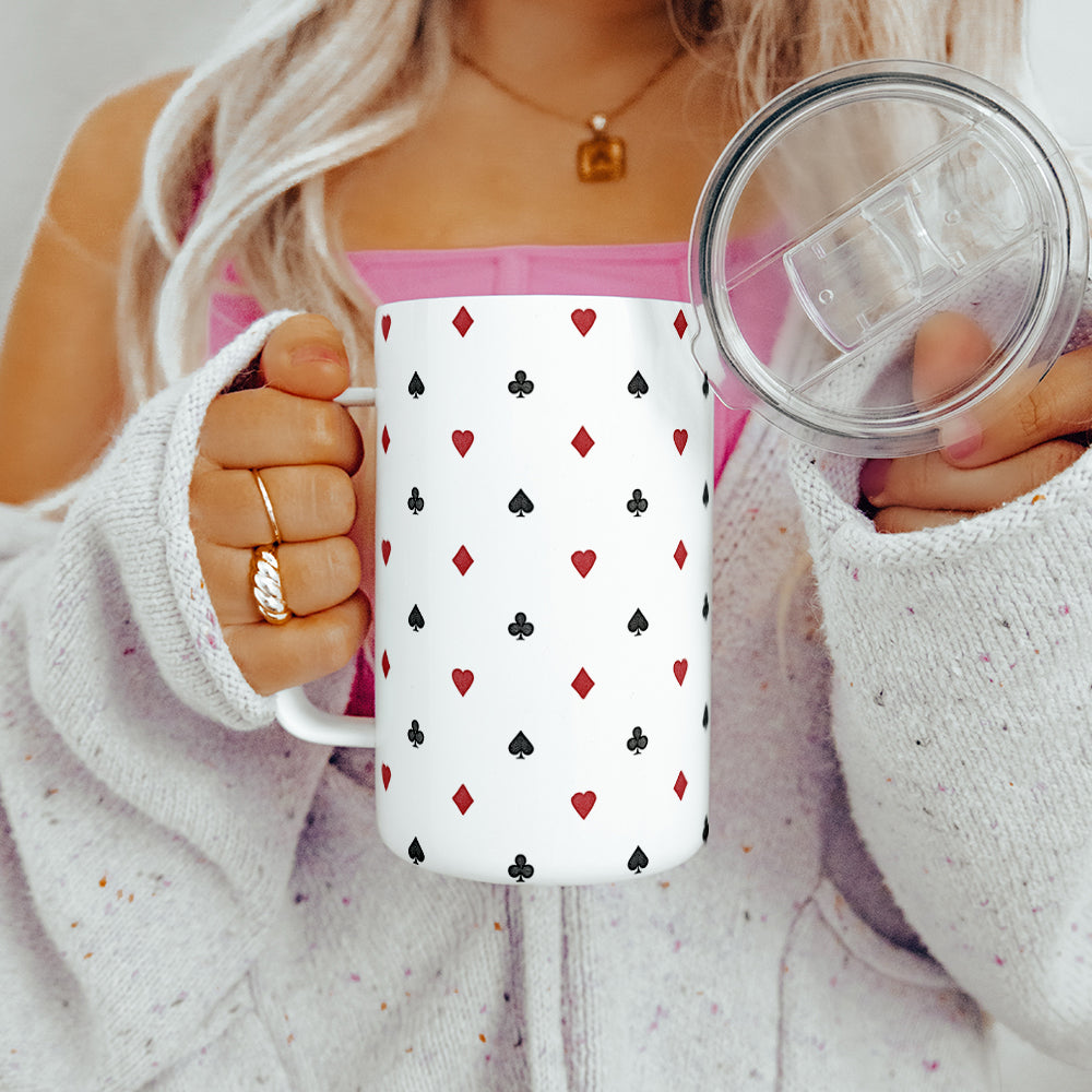 Playing Card Suit Pattern Insulated Travel Mug