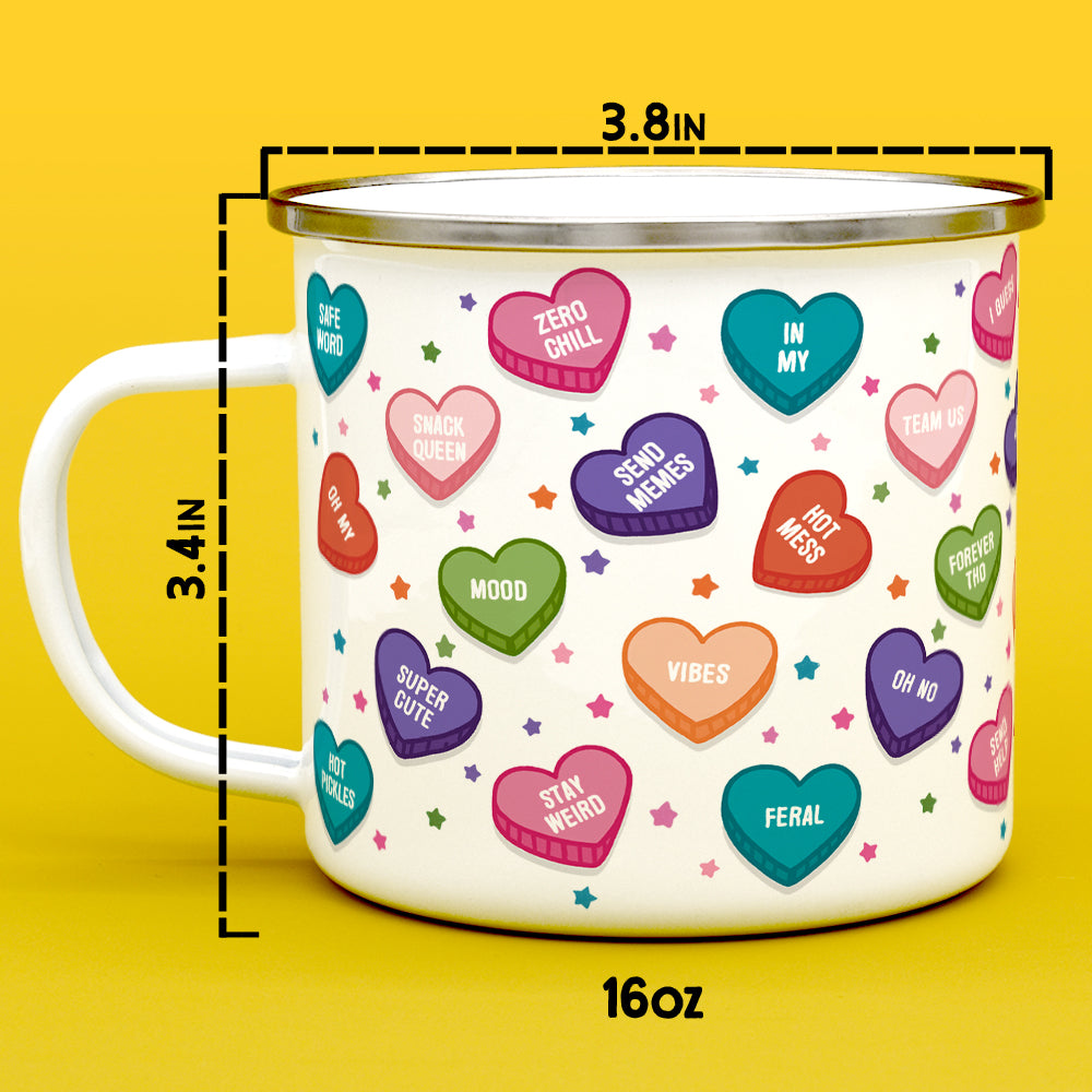 Candy Conversation Hearts Camp Mug
