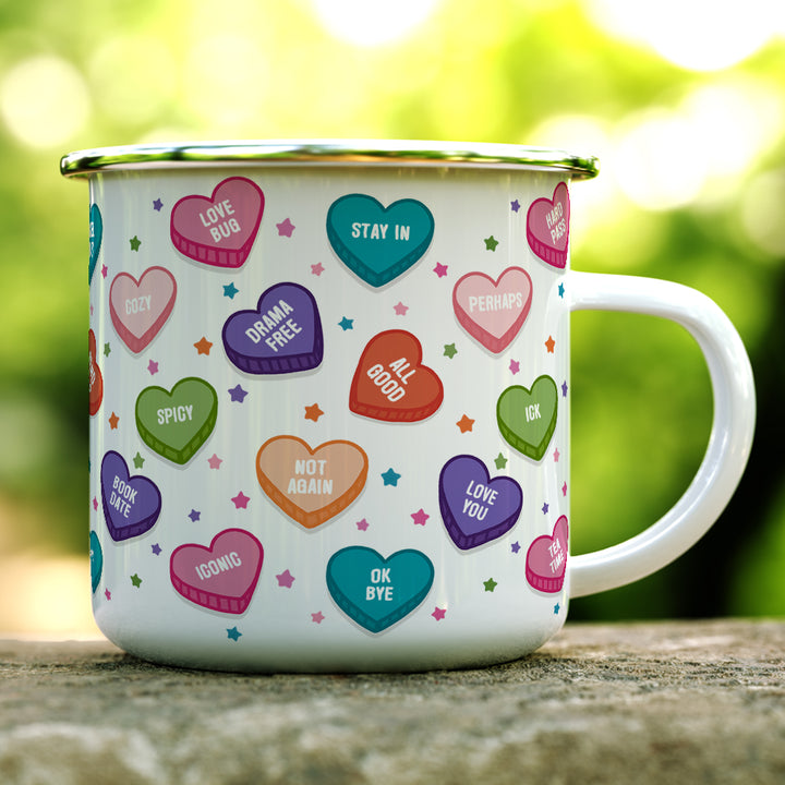 Candy Conversation Hearts Camp Mug