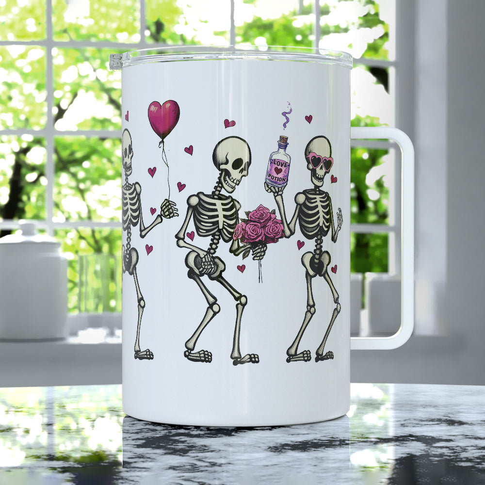 Valentine Dancing Skeletons Insulated Travel Mug