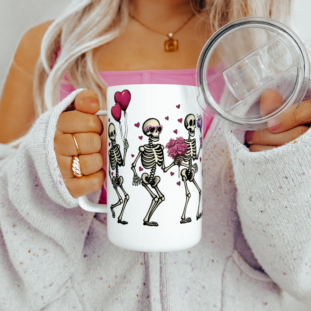 Valentine Dancing Skeletons Insulated Travel Mug