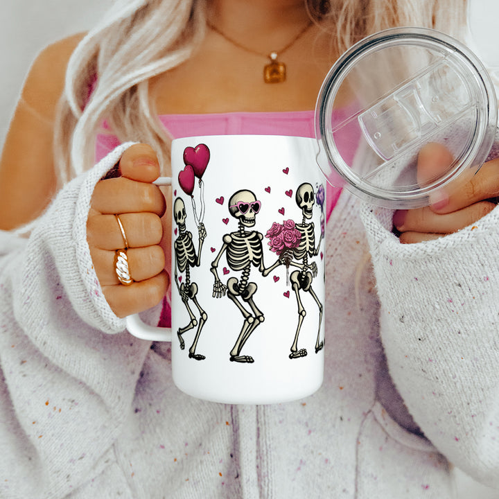 Valentine Dancing Skeletons Insulated Travel Mug