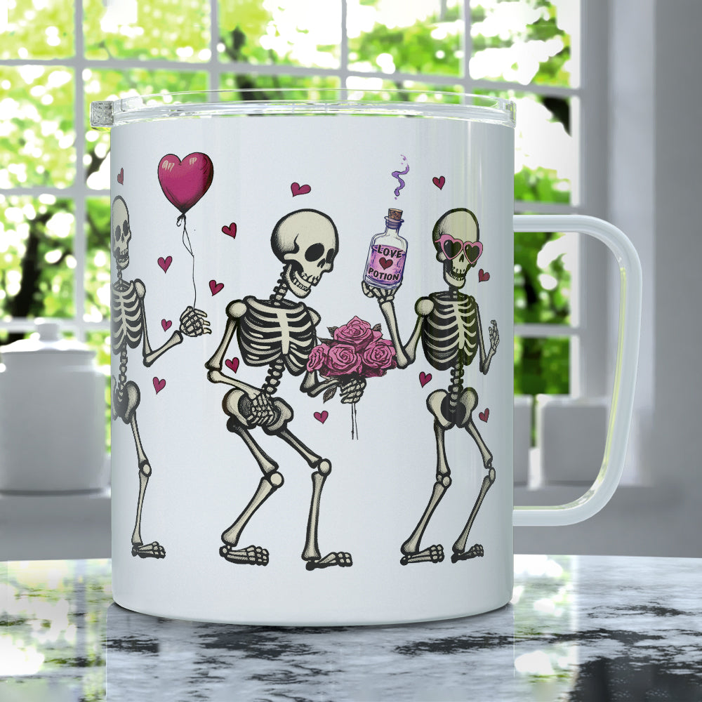 Valentine Dancing Skeletons Insulated Travel Mug