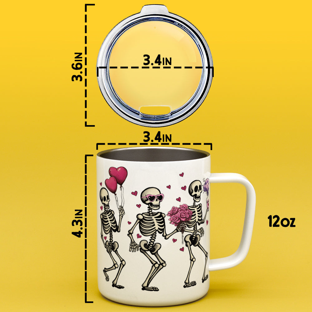 Valentine Dancing Skeletons Insulated Travel Mug