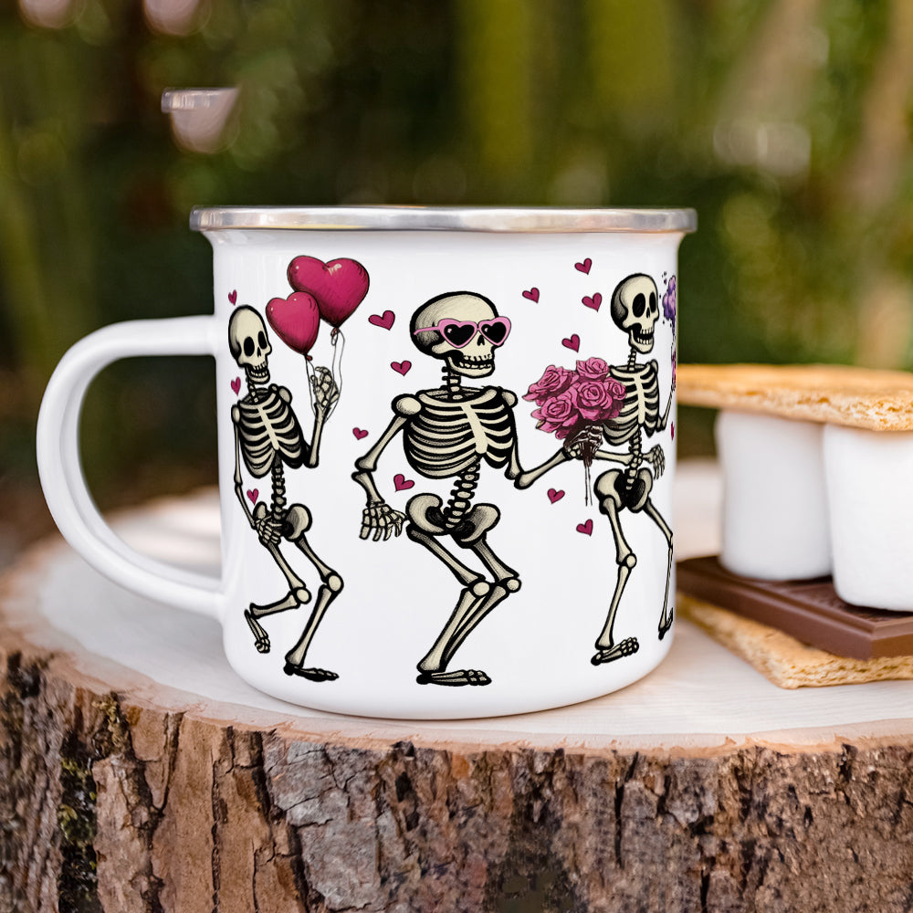 Valentine Dancing Skeletons Camp Mug