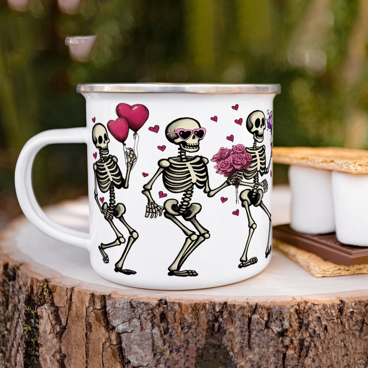Valentine Dancing Skeletons Camp Mug