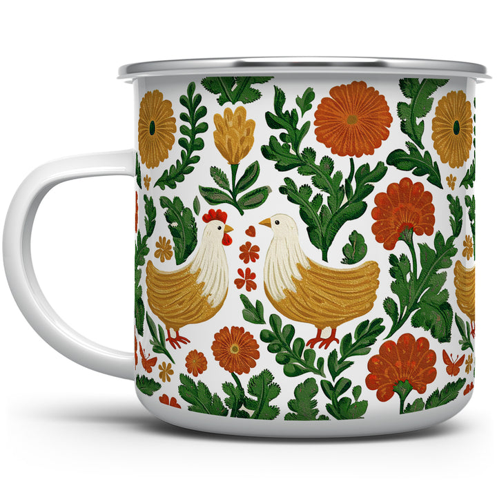 Floral Chicken Camp Mug