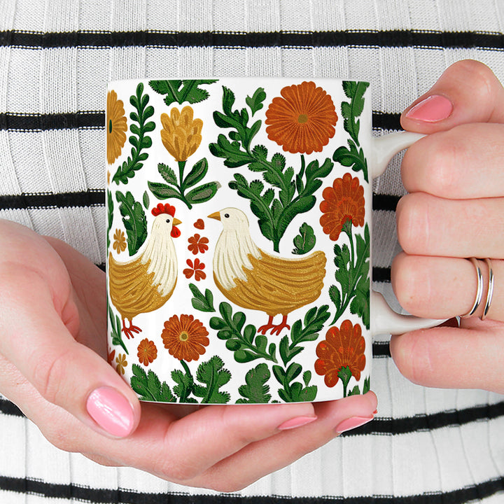 Floral Chicken Mug