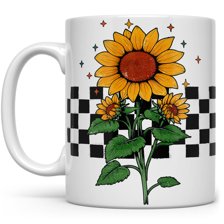Checkered Sunflower Mug
