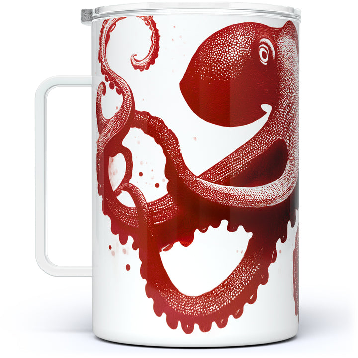 Nautical Red Octopus Insulated Travel Mug