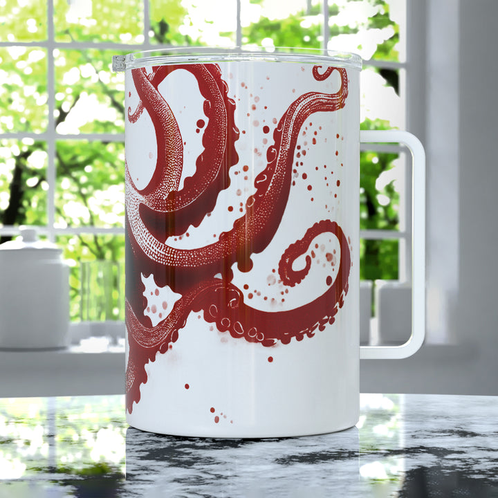Nautical Red Octopus Insulated Travel Mug