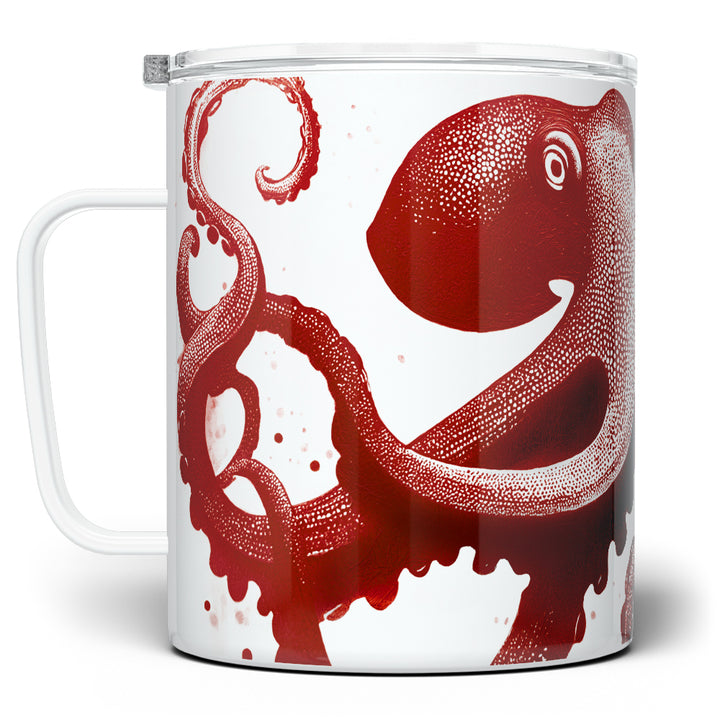 Nautical Red Octopus Insulated Travel Mug