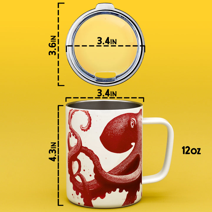 Nautical Red Octopus Insulated Travel Mug