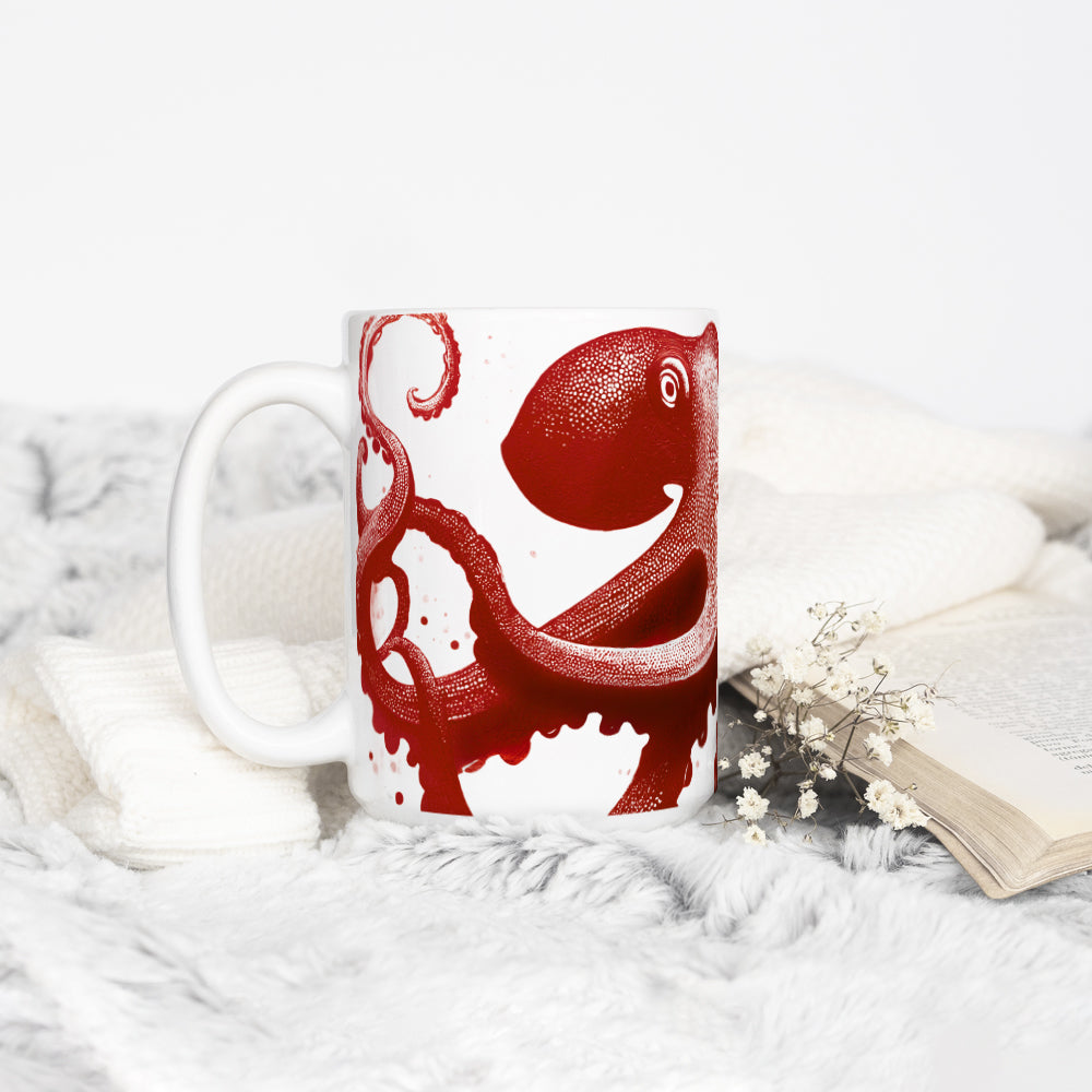 Nautical Red Octopus Mug