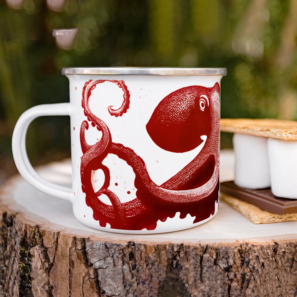 Red Nautical Octopus Camp Mug
