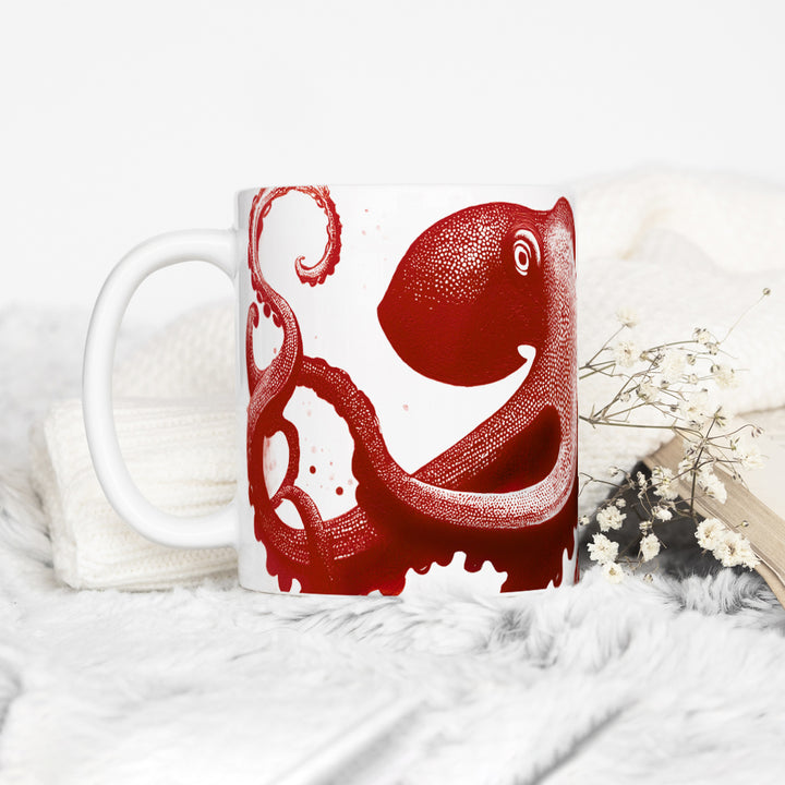 Nautical Red Octopus Mug