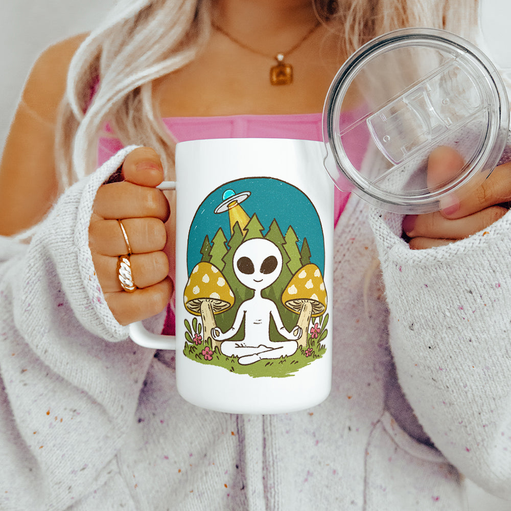 Meditating Alien Insulated Travel Mug