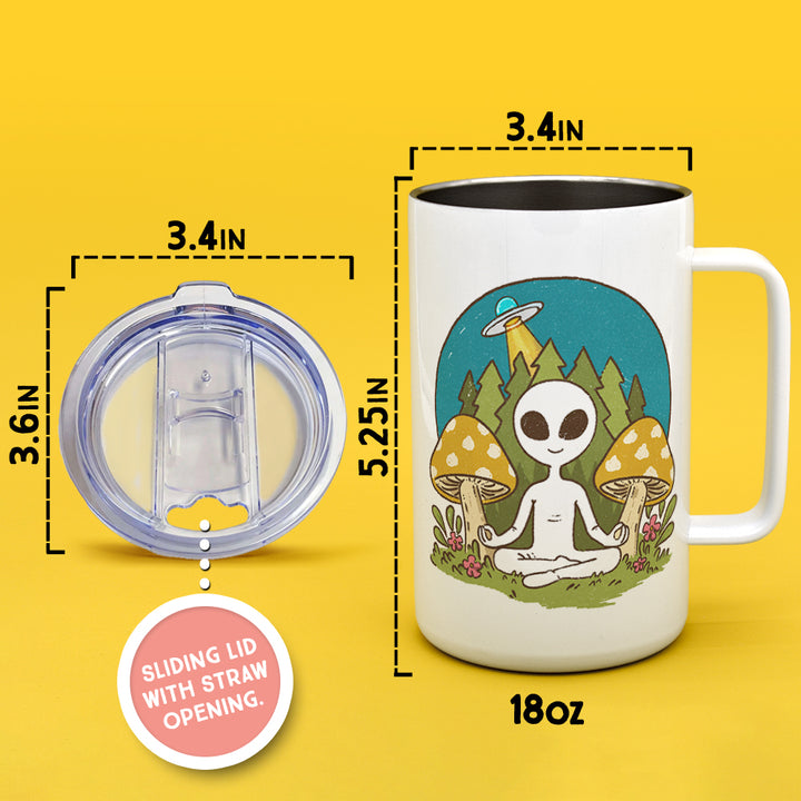 Meditating Alien Insulated Travel Mug