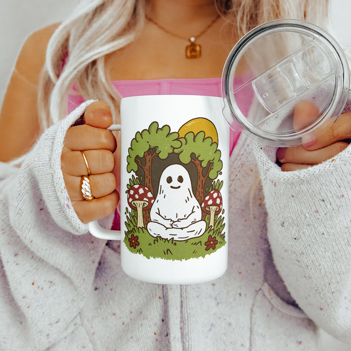 Meditating Ghost Insulated Travel Mug