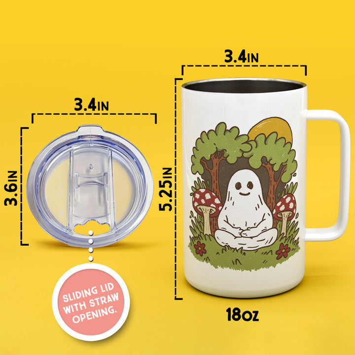 Meditating Ghost Insulated Travel Mug