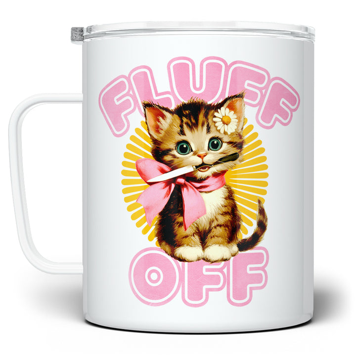 Retro Fluff Off Cat Insulated Travel Mug