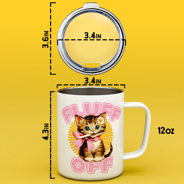 Retro Fluff Off Cat Insulated Travel Mug