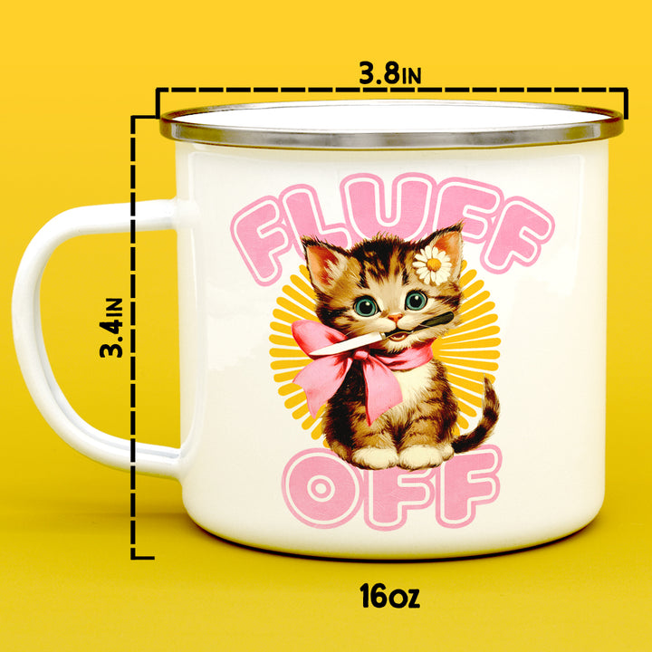 Retro Fluff Off Cat Camp Mug