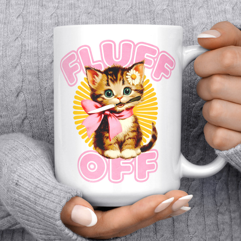 Retro Fluff Off Cat Mug