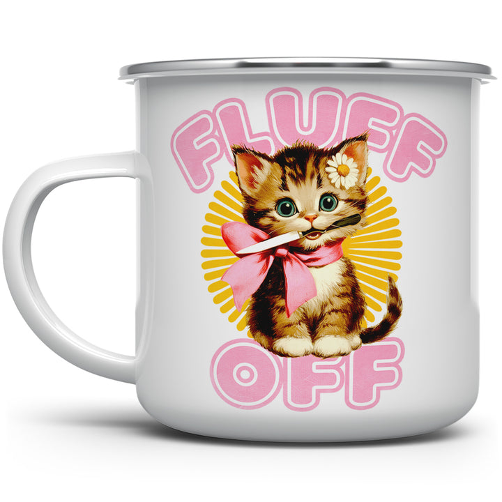 Retro Fluff Off Cat Camp Mug